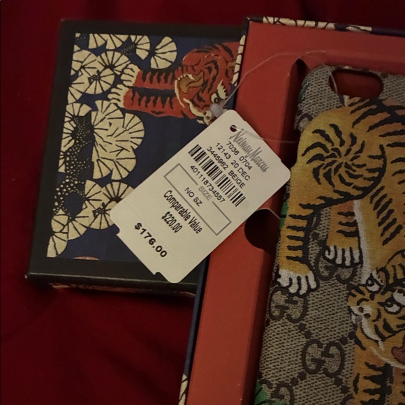 Gucci Tiger Print Phone Case - Black Brown Gold